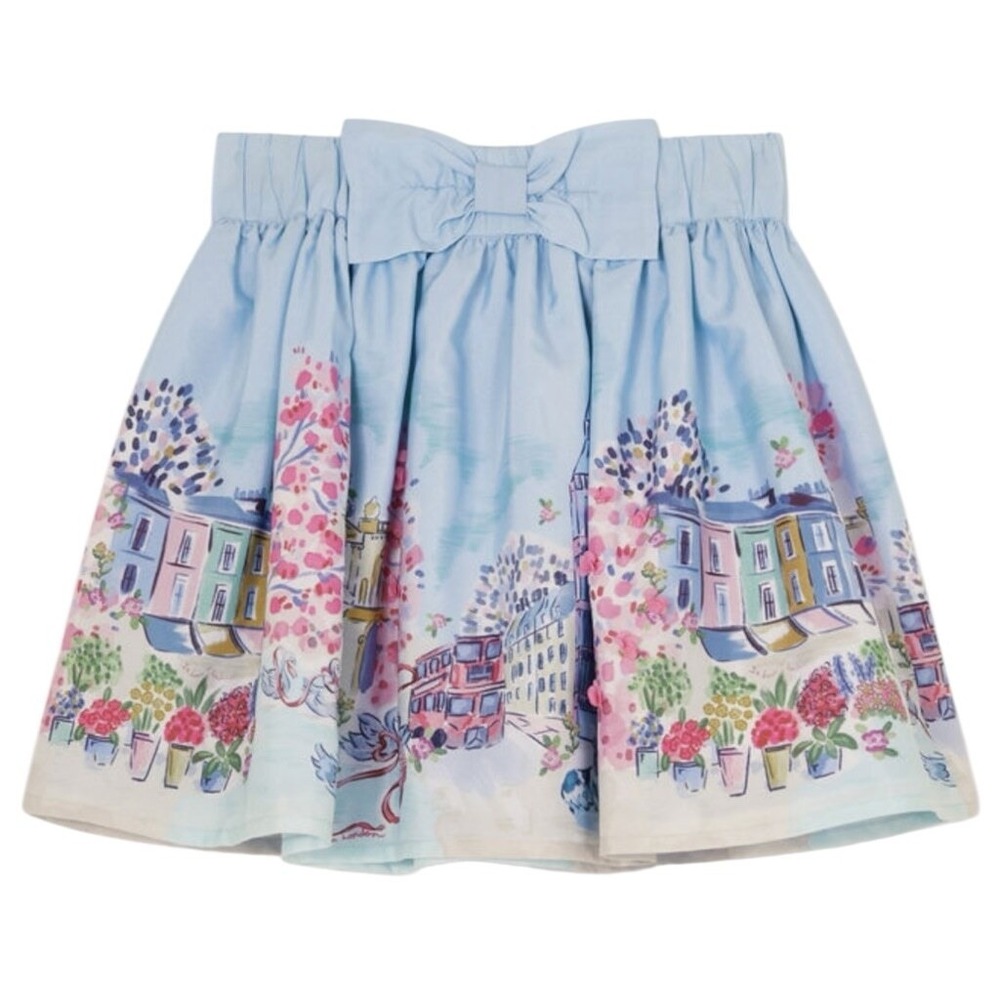 Monsoon Skirt Blue‎ with London Print Girls 9 - 10 Years NWT